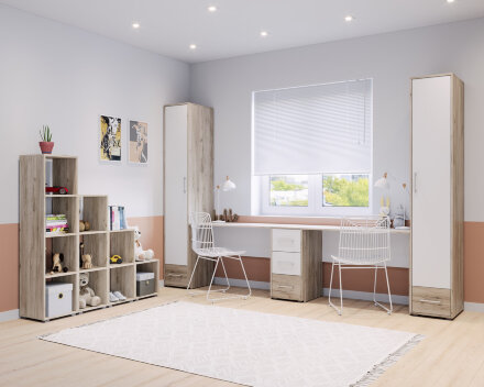 Модульная детская Оливия, Серый дуб/Белый (Композиция 2) 